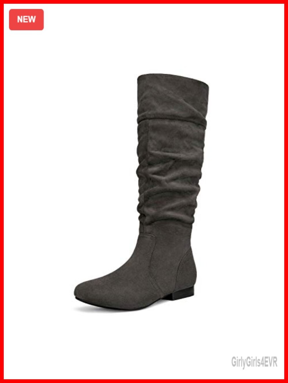 Womens Knee High Slouchy Boots Faux Suede Faux Fur Lined